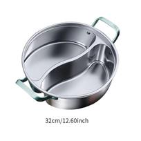 Chinese Shabu Pot 316 Stainless Steel with Divider for Home Party 32cm gray