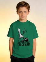 Kids Chess Checkmate Print O Neck Short Sleeve Tee Ultra Breathable Outdoor Daily Trendy Light Premium Loose Summer Boys Top 160 blue