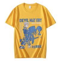 Hot Game Devil May Cry Graphic T Shirts Fashion Vintage Oversized Short Sleeve T-shirt Unisex Casual Cotton T-shirts Streetwear XXXL geltona