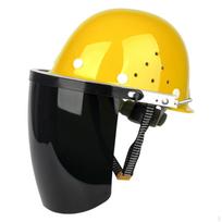 Veido skydo uždangalas su šalmo apsauga, suvirinimo šalmas apdailai, šlifavimui, miškininkystei, metalui Black visor yellow