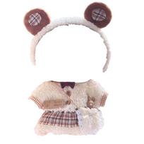 Princesės sijonas 20cm Medvilninės lėlės suknelė Persirengimo katės ausų rinkinys Idol lėlės drabužiai Rožiniai pasidaryk pats drabužiai Pliušinio žaislo drabužiai gray