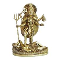 Ashtadhatu Brass Maha Kali Idol, Goddess Kali Maa Pooja Idol, Golden - 10 Inch beige