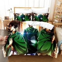 Attack On Titan AOT  Anime Levi Bedding Set 3D Printed Suitable for Bedroom Duvet Cover Set With Pillowcases Kids Home Textile 70x133cm 3pcs black