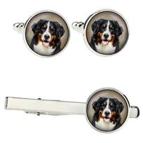 Bernese Mountain Dog, Berner Sennenhund - cufflinks and tie with your photo, a suit decoration, men's jewelry from the Art-Dog brand. sidabras