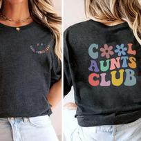 Šaunių tetų klubo marškinėliai Mylimiausios tetos marškinėliai Naujos tetos marškinėliai Šauni tetos dovana iš dukterėčios Priekis Galas Unisex Spausdinimas Trumpomis rankovėmis Viršutiniai drabužiai 4XL black