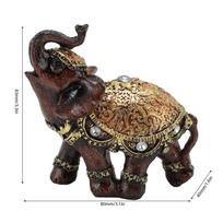 Resin Elephant Statue Wealth Lucky Feng Shui Elephant Figurine Ornament Home Decoration for Living Room Bookshelf black