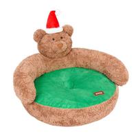 Christmas Bear Pet Sofa Kennel Cat Nest Universal All Seasons Open Pet Bed Small Kennel Supplies green