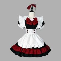 Didelio dydžio S-5XL Rožinė/Mėlyna Lolitos Padavėjos Suknelė su Dideliu Kaspinėliu - Super Mielas Crossdresser Apranga XXXL raudona/juoda