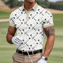 Golf Essential! Golf Club Print Short Sleeve Polo Shirt M white