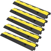 VEVOR Cable Protector Ramp 101x24.5x5 cm , 5 Packs 2 Channels Speed Bump Hump, Rubber Modular Speed Bump Rated 4989.5 kg Load Capacity