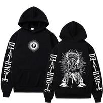 Y2K Anime Death Note Hoodies Yagami Light L·Lawliet Gotikinis džemperis Vyrams Moterims Drabužiai Mada Ilgomis Rankovėmis Puloveriai Streetwea L juoda