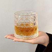 Rotating Crystal Whiskey Glass - Stress Relief & Stylish Design for Wine and Spirits beige