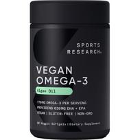 Sports Research Vegan Omega-3 DHA + EPA 630mg Veggie Softgels 60 Tablets 1 pcs