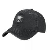 Metal Drummer Skull with Snare Drum and Crossed Drumsticks Baseball Cap Visor New Hat Designer Man Womens gray