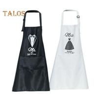 2pcs Apron Stylish Stainresistant Durable Mr And Mrs Couple Apron Set For Couples Anniversary Wedding Gift Matches the image white