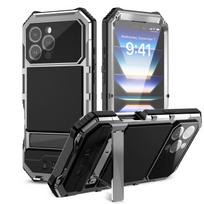 Heavy-duty Metal Case for IPhone 18 16e 16 17 15 Plus 18 Pro Max Air Shockproof Aluminum Cover Built-in Stand Screen Protector iPhone 15 Pro Max