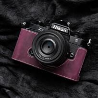 Genuine Leather Camera Case Nikon ZF With Base Grip Protection Shoulder Strap Compatible Multiple Colors ZF Purple Grain black