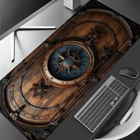 Vintage Nautical Compass Large Gaming Mouse Pad Retro Wooden Ship Deck NonSlip Extended Keyboard Desk Mat 800x400x2mm
