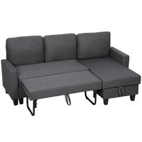 L Shaped Sofa Bed With Storage Box Convertible Chaise Lounge For Apartment And Living Room