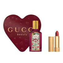 Gucci Flora Gorgeous Gardenia Intense EDP With Rouge à Lèvres Mat Lipstick Set 2026 Limited Edition Perfume 50ml+Lipstick #217 3.5g brown