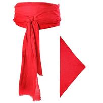 Solid Color Pirate Headband Waist Belt Canvas Cosplay Costume  Halloween Cosplay raudona
