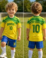 2026 berniukų MERGAIČIŲ Neymar Nr.10 futbolo marškinėlių ir šortų rinkinys moterims vyrams BRAZILIJOS gerbėjams vaikams T-shirt šortų rinkinys Sportinis kostiumas 2 dalių rinkinys 150 yellow