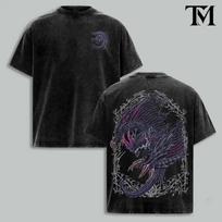 Monster Hunter Gore Magala Heavy Metal Vintage Washed Oversized T-Shirt XL black