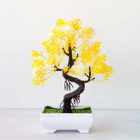 Sodo Kompozicija Kambario Dekoras Plastikiniai Augalai Bonsai Mažas Medelis Vazonas Dirbtinis Augalas Vazonėlyje Kieme Kambaryje Sodo Dekoras Lauke yellow
