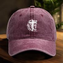 Man Of Faith Adjustable Baseball Cap Lion Cross Trucker Cap Simple Snapback Sun Hat Ideal Choice For Camping gray