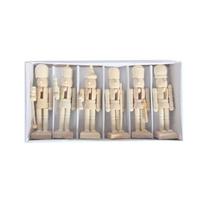 6 vnt./rinkinys medinis spragtukas „pasidaryk pats“ lėlės žaislas Kalėdų pakabukas ornamentas šventinės figūrėlės dovana 12cm White beige