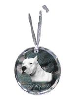 Dogo Argentino - crystal bauble with a photo, dog photo in crystal, personalized Christmas tree ornament by Art-Dog brand skaidri