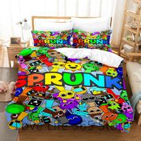 Sprunki 3D Bedding Set for Kids - Printed Duvet Cover & Pillowcase Game Theme Decor Boys Girls EU Twin(135x200cm) pilka spalva