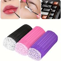 300Pcs Disposable Bamboo-Joint Micro Brushes - Precision Microfiber Swabs for Eyelash Extension & Makeup 300pieces mixed colors black