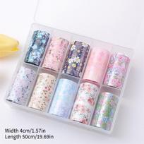 Flower Nail Foils Transfer Paper Stickers 50pcs Colorful Floral Adhesive Nail Wraps for DIY Salon Design Art Decor JSX 60 gray