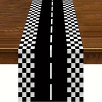 Racing Track Linen Table Runner Holiday Party Decor Racetrack Floor Running Black Racer Plaid Table Runners Kitchen Table Decor 150x33cm black