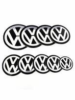 For VW Volkswagen Jetta MK5 Golf 4pcs Black Silver New VW Car Wheel Center Sticker Logo Rim Cap Hub Cover Hubcap Badge Emblem De 4 pcs 40mm Sticker black