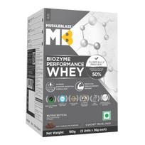 MuscleBlaze Biozyme Performance Whey Protein Powder, Rich Chocolate, 5 Sachets (36g each) | Travel Pack | 25g Protein Per Sachet | Clinically Te