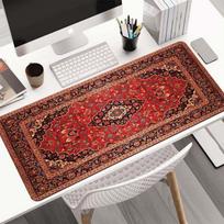 Red Persian Rug Large Mouse Pad Non Slip Waterproof Desk Mat Ethnic Floral Keyboard Table Protector Home Office Decor 30x60cm brown