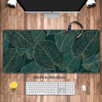 Leaves Pattern Desk Rug Xxl Floral Mouse Pad Xl Green Mouse Pad Floral Desk Mat Gold Leaf Desk DCor Gift For Her 800x300x2mm gray