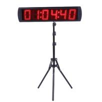 Digital Race Clock 5 Inch 6 Digit LED Display 12 24 Hour Clock Count Up Countdown Gym Timer with Tripod and Remote US black