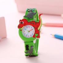 Kids Dinosaur Watch Cartoon T-Rex Silicone Strap Hypoallergenic Watch for Boys & Girls Prehistoric Adventure Gift red