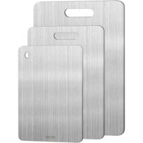 3pcs Stainless Steel Cutting Board Set, Double-Sided Thick Chopping Boards for Meat, Vegetables & Fruits, Durable Kitchen Prep Boards white