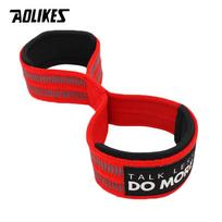 AOLIKES 1 Pair Figure 8 Weight Lifting Straps Weightlifting Powerlifting Sport Gym Fitness Bodybuilding Barbell Wrist Support 1 Upgrade Black black