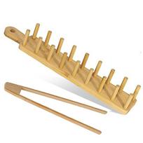 Handle Taco Plates Rack Bamboo Appetizer Server Kit Natural Taco Tray Organizer  Food Holder With Tong