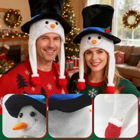 Funny Christmas Hat Christmas With Snowman Earflap Christmas Party Hat Funny Snowman Hat Navidad Props New Year One Size red