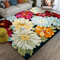 Extra Large Floral Area Mat - Non-Slip Backing & Machine Washable Soft Floor Mat - Plush Living Room, Bedroom, Office Mat - Vintage Floral Pattern 120*160cm white