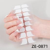 Gradiento Žvilgučiai Prancūziškas Manikiūras Plėvelė Nagų Lipdukai 3D Karštai Pardavinėjami Nagų Lipdukai ZE-0871 white