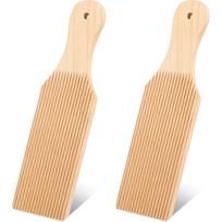 2Pcs Wooden Gnocchi Board Butter Paddles Spaghetti Macaroni Pasta Board Practical Gnocchi Maker Homemade Pasta Tool for Kitchen beige
