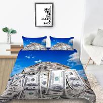 The Portrait Of Ben Franklin Queen Bedding Set with Money Duvet Cover Microfiber Dollar Bills Of United States Federal Reserve Tool EU single(135x200cm) blue