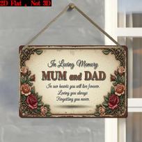 In Loving Memory of Mum Dad Floral Metal Sign Wall Art Home Decor Dustproof balta